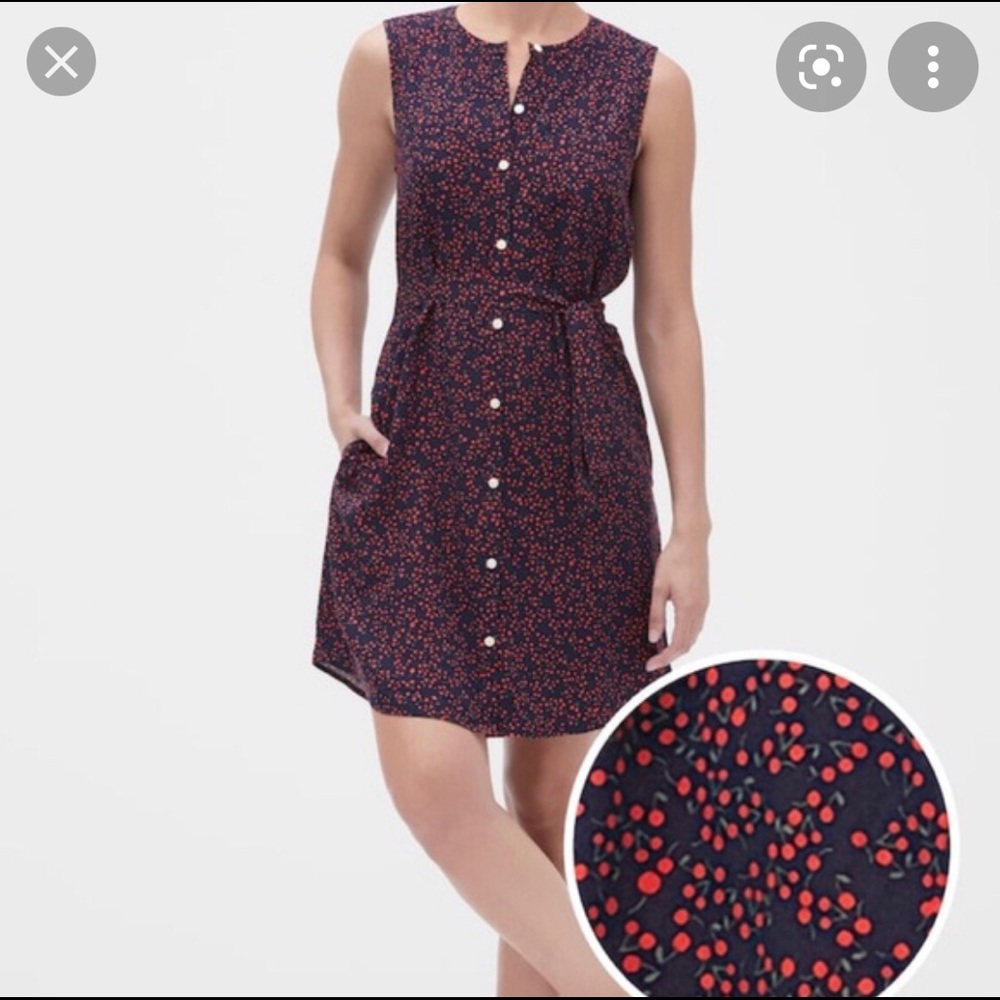 GAP Sleeveless Shirtdress with Cherry Pattern